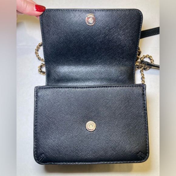 Tory Burch Robinson Mini Saffiano Leather Shoulder Bag in Black - Picture 8 of 15